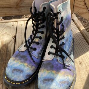 Dr. Martens 1460 Pascal Blue Tie Dye Leather Women's Boots Size 5UK 7US